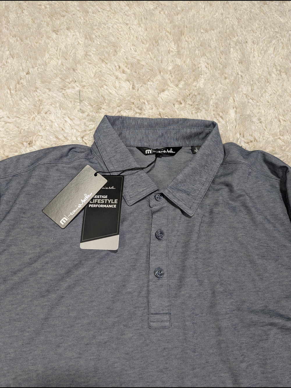 Travis Mathew Men's Heather Gray-Blue Performance Polo